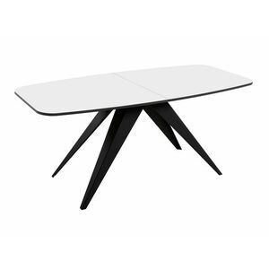 Asztal Oswego 115, Fekete, Fehér, 76x80x160cm, Hosszabbíthatóság, Laminált forgácslap, Fém kép