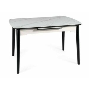 Asztal Detroit 112, Fehér márvány, Fekete, 76x80x120cm, Hosszabbíthatóság, Közepes sűrűségű farostlemez, Kerámia, Váz anyaga kép