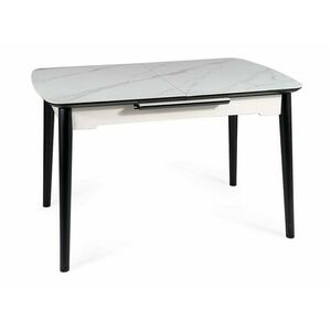 Asztal Detroit 113, Fekete, Fehér, 76x90x150cm, Hosszabbíthatóság, Közepes sűrűségű farostlemez, Kerámia, Váz anyaga kép