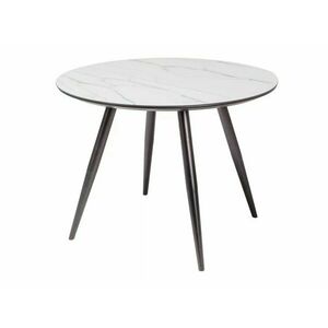 Asztal Detroit 130, Fekete, Fehér márvány, 75cm, Üveg, Közepes sűrűségű farostlemez, Fém kép