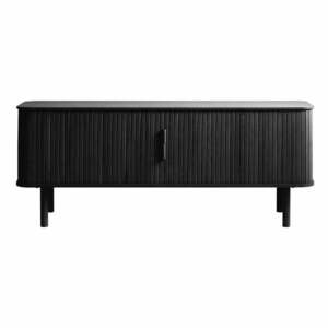 Fekete TV-állvány tölgyfa dekorral 160x56 cm Cavo – Unique Furniture kép