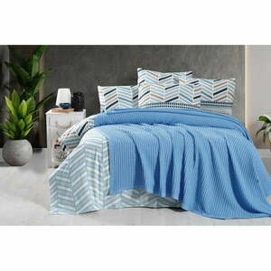 Kék pamut ágytakaró 220x240 cm Waffle – Mila Home kép