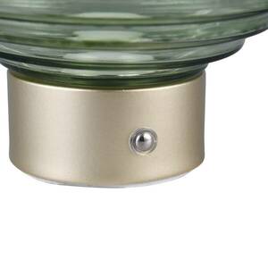 Earl LED újratölthető asztali lámpa, sárgaréz/zöld, magasság 14, 5 cm, üveg kép