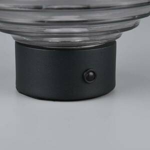 Earl LED újratölthető asztali lámpa, fekete/füst, magasság 14, 5 cm, üveg kép