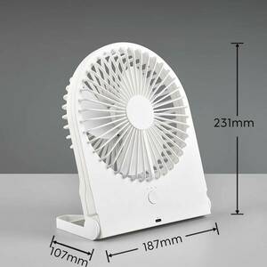 Breezy újratölthető asztali ventilátor, fehér, csendes kép