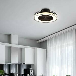 Smart LED mennyezeti ventilátor Sandfjord, csendes, fekete kép