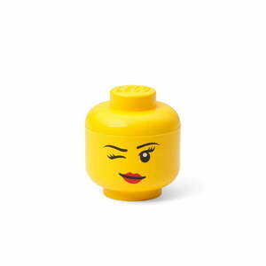 Sárga fej alakú tárolódoboz, kacsintás, 10, 5 x 10, 6 x 12 cm - LEGO® kép