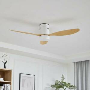 Lucande LED mennyezeti ventilátor Kayu fehér/barna DC csendes 132 cm kép