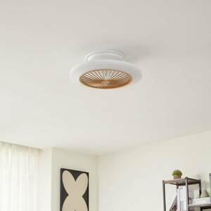 Lindby LED mennyezeti ventilátor Mamuti, fa színű, halk, 55 cm kép