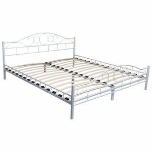 Ágykeret, fém, ágyráccsal, 140 x 200 cm, fehér kép