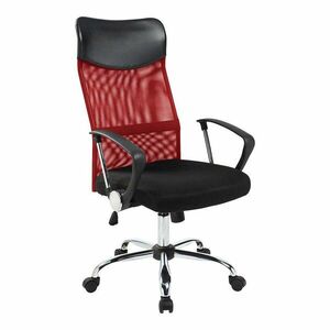Ergonomikus irodai szék, gurulós, magasított háttámla, gázlift, dönthető, piros kép