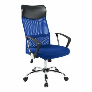 Ergonomikus irodai szék, gurulós, magasított háttámla, gázlift, dönthető, kék kép