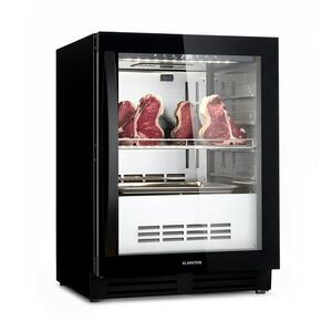 Klarstein Steakhouse Pro 98 Onyx, húsérlelő hűtőszekrény, 1 zóna, 98 liter, 1-25°C, érintőképernyő, panoráma ablak kép