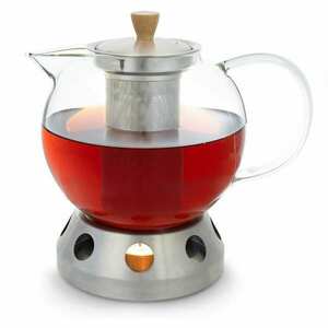 Klarstein Sencha, formatervezett teáskancsó, melegítővel, 1, 3 L, Hibiscus rozsdamentes acélból, szűrő kép
