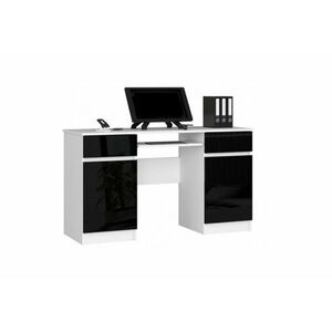 SŮLA íróasztal, 135x77x50, fehér/fekete kép