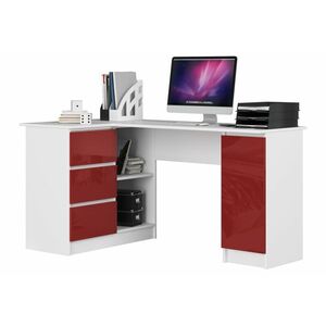 RADANA íróasztal, 155x77x85, fehér/piros, balos kép