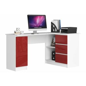 RADANA íróasztal, 155x77x85, fehér/piros, jobb kép