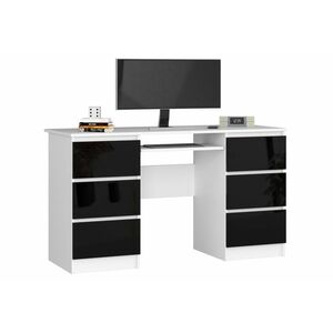 ASTRIT íróasztal, 135x77x50, fehér/fekete kép