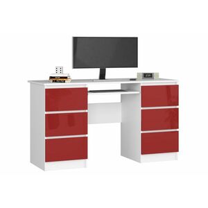 ASTRIT íróasztal, 135x77x50, fehér/piros kép