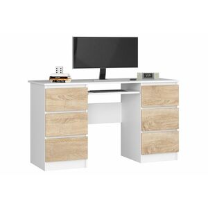 ASTRIT 2 íróasztal, 135x77x50, fehér/tölgy sonoma kép
