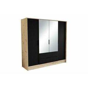 NORBEL ruhásszekrény, 200x200x51, tölgy sonoma/fekete kép