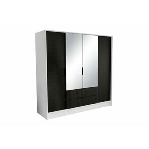 NORBEL ruhásszekrény, 200x200x51, fehér/fekete kép
