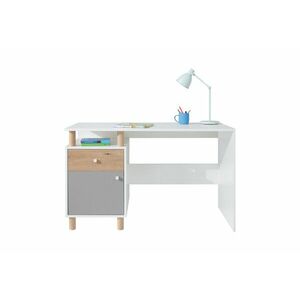 FAROL íróasztal, 125x76x55, fehér/tölgy artisan/szürke kép