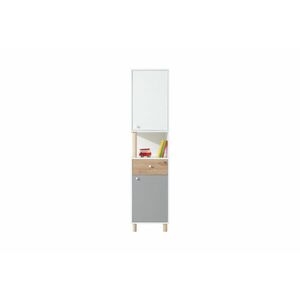 FAROL 2 szekrény, 45x190x40, fehér/tölgy artisan/szürke kép