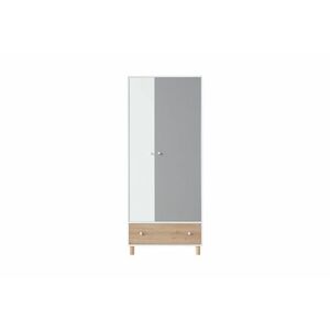 FAROL szekrény, 80x190x50, fehér/tölgy artisan/szürke kép