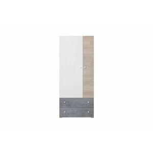 SIGMAR ruhásszekrény 2, 80x190x50, beton/fehér/tölgy kép