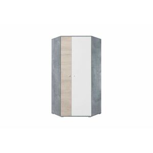 SIGMAR ruhásszekrény, 90x190x90, beton/fehér/tölgy kép
