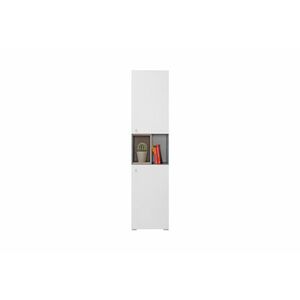 SIGMAR szekrény, 45x190x40, beton/fehér/tölgy kép
