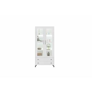 BERGENA vitrines szekrény, 90x190x40, fehér/magasfényű fehér kép