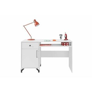 BERGENA íróasztal, 125x76x55, fehér/magasfényű fehér kép