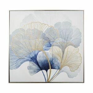 Keretezett falikép, ginko bileba levelek, 62x62 cm, kék-arany - REVE BLEU - Butopêa kép
