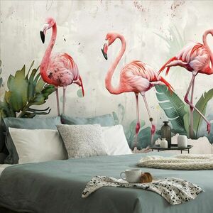 Öntapadó tapéta flamingók vintage stílusban kép