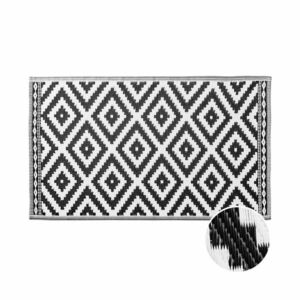 COLOUR CLASH kültéri szőnyeg fekete/fehér rombusz mintás 90x150cm kép