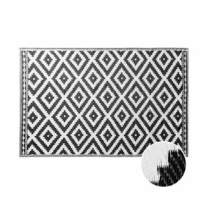 COLOUR CLASH kültéri szőnyeg fekete/fehér rombusz mintás 118x180 kép