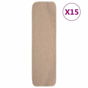 vidaXL 15 db bézs négyszögű csúszásmentes lépcsőszőnyeg 75 x 20 cm kép