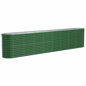 vidaXL zöld porszórt acél kerti magaságyás 332x40x68 cm kép