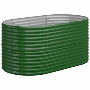 vidaXL zöld porszórt acél kerti magaságyás 152x80x68 cm kép
