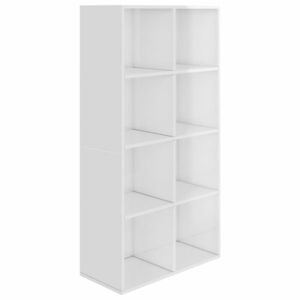 vidaXL magasfényű fehér szerelt fa könyv-/tálalószekrény 66x30x130 cm kép