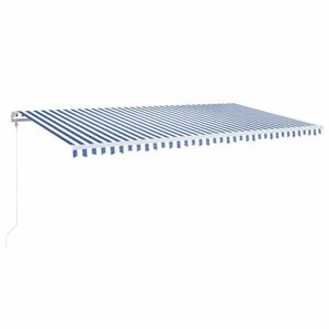 vidaXL kék-fehér automata szélérzékelős és LED-es napellenző 600x350cm kép