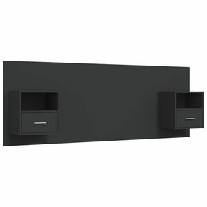 vidaXL fekete szerelt fa ágyfejtámla szekrényekkel kép