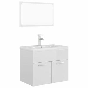 vidaXL magasfényű fehér forgácslap fürdőszobai bútorszett kép