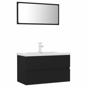 vidaXL fekete szerelt fa fürdőszobai bútorszett kép