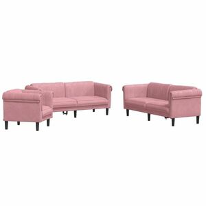 vidaXL 3 részes rózsaszín bársony ülőgarnitúra kép