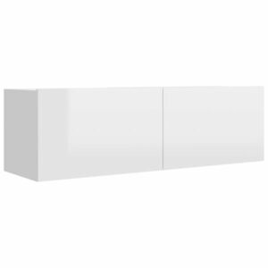 vidaXL magasfényű fehér szerelt fa TV-szekrény 100 x 30 x 30 cm kép