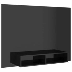vidaXL magasfényű fekete szerelt fa fali TV-szekrény 135x23, 5x90 cm kép