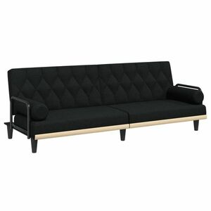 vidaXL fekete szövet kanapéágy karfákkal kép